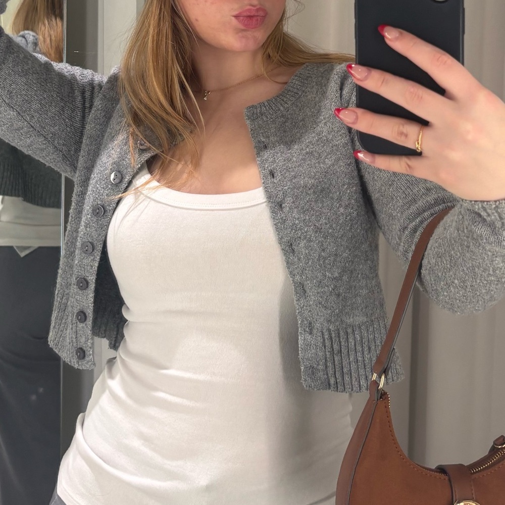 Gray Knit Cardigan